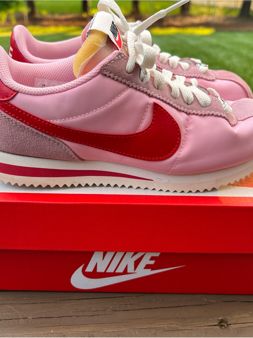 Nike Cortez Pink Sneakers with Red Swoosh